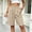 #0350-Khaki, variant on Puyaiuu Women Elastic High Waist Pleated Side Pocket Knee Length Bermuda Shorts Pink XXL Gift