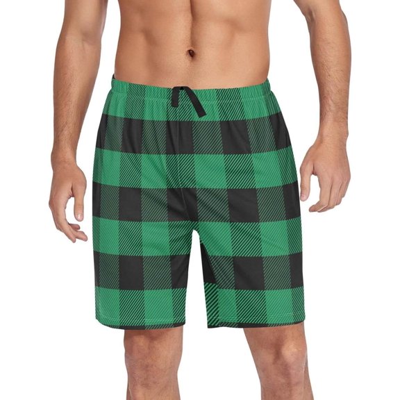 GZHJMY Buffalo Plaid Pajama Pants Short for Men, Lounge Pants Lightweight Men Pajama Bottoms with Drawstring Pockets, Christmas New Year Birthday Gifts, X-Large