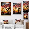 thumbnail image 4 of Designart "Colorful Collage of African Tree Landscape" Floral Canvas Wall Art - Global Blue Tree African Living Room Canvas Art, 4 of 6