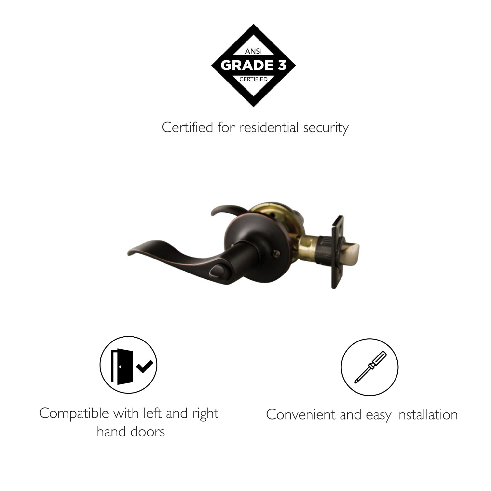 Design House 2-Pack Stratford 6-Way Universal Privacy Bed and Bath Door Lever, Oil Rubbed Bronze