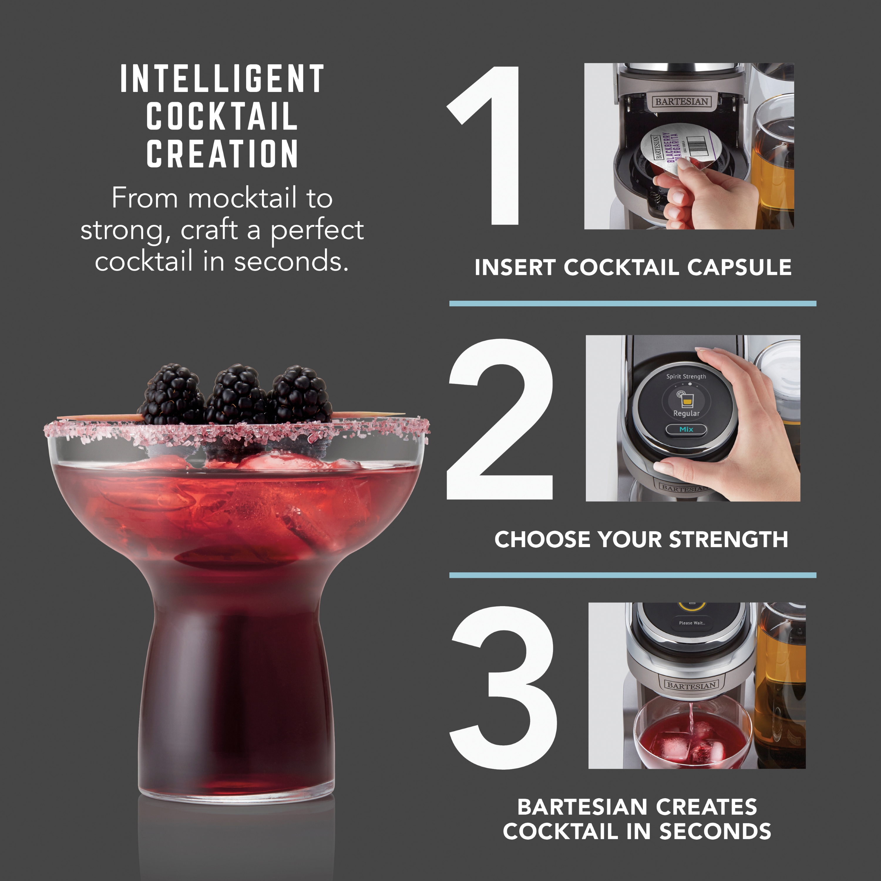 Bartesian Duet Premium Cocktail Machine for the Home Bar, 2 Glass Spirit Bottles - image 3 of 15