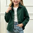 thumbnail image 4 of DJDLJWCJ Girls Long Sleeve Jacket Lightweight Casual Button Jacket Solid Color Outdoor Jacket Green Size 6M, 4 of 7