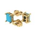 thumbnail image 2 of Clara Pucci 1Ct Turquoise Emerald Cut VVS1 Push Back Stud 14k Solid hypoallergenic Gold Designer Earrings For December, 2 of 7