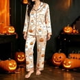 thumbnail image 2 of XIYON Halloween Pajamas Set for Women Pumpkin Ghost Print Long Sleeve Top and Long Pants Sleepwear 2 Piece Nightwear Comfort Loungewear Casual Nightwear, 2 of 4