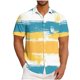 thumbnail image 1 of Blusa y camisa de manga corta con cuello vuelto para hombre, informal, a la moda, con estampado de bolsillo y botones, de poliéster., 1 of 5