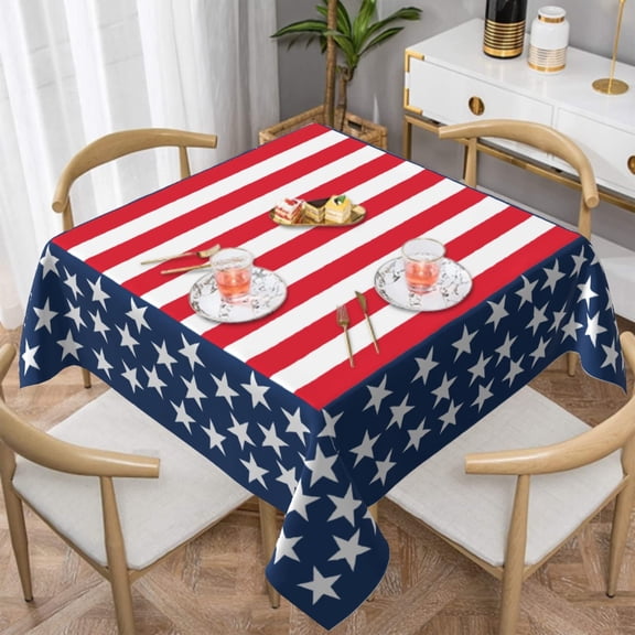 52x52in American Flag Patriotic Square Tablecloth for 4th of July