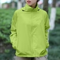 thumbnail image 5 of ELFINDEA Womens Coats Jackets for Women Solid Colored Hooded Long Sleeved , Windbreaker, Sun , Outdoor Sports Womens Tops Green 3X, 5 of 6