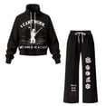 thumbnail image 7 of Renewold 2 Piece Lounge Sets for Women Turtleneck Sweatshirts Straight Leg Lounge Pants Running Outfits Comfiest Airport Outfits Tracksuits for Women, Retro American Rock Street Style Black, XS, 7 of 7
