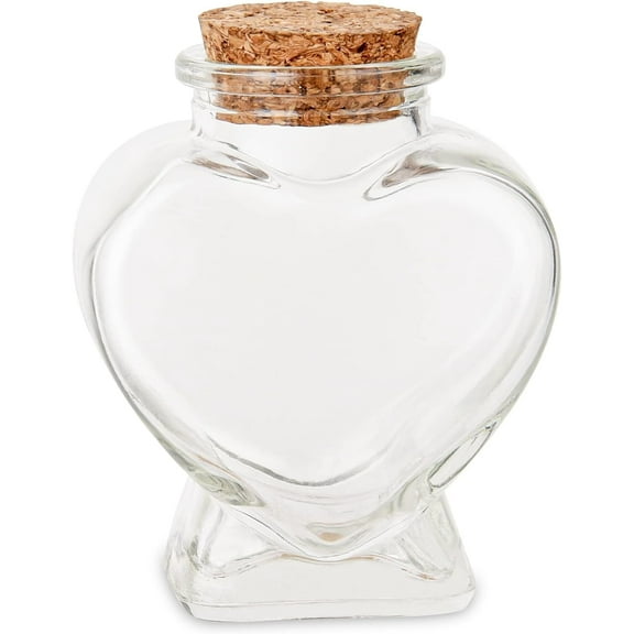 1PCS Empty Mini Glass Heart-Shaped Bottles with Cork Stoppers, Decorative Glass Bottles with Cork Lid for DIY Art Crafts Projects Decoration Party Supplies