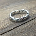 thumbnail image 5 of K-KED Real Solid 925 Sterling Silver Men Women Lucky Carved Twist Braided Open Ring, 5 of 6