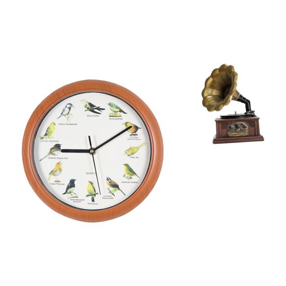 Luzkey Singing Bird Wall Clock Collectible Sculpture Bird Clocks Vintage Statue Hanging Clock Decor Resin Figurine Decorative Wall Clocks Retro Ornament for
