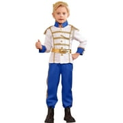 IBTOM CASTLE Boys Prince Charming Costume Halloween Cosplay Dress up Birthday Party Medieval Royal Prince Outfits for Toddler Child 10-12 Years Blue 4pcs