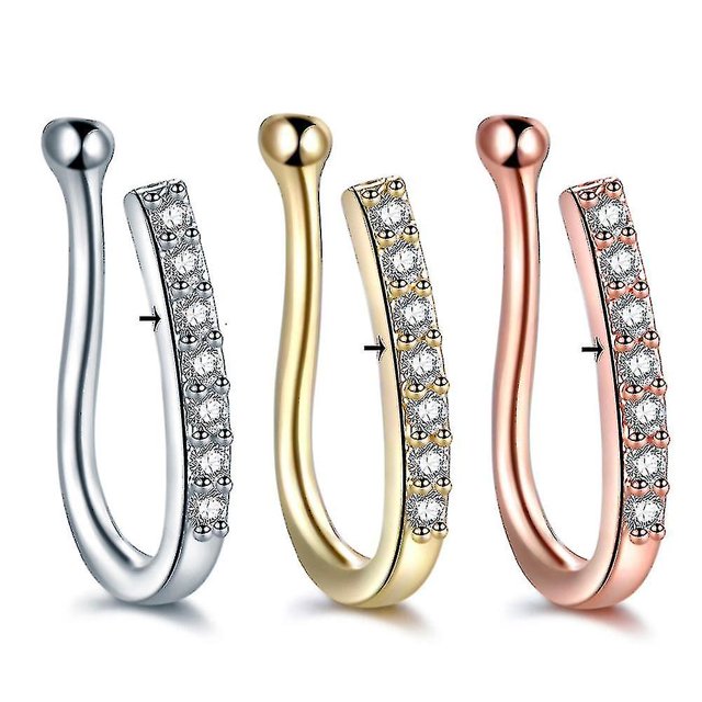 10pcs Fake Ring Hoop Non Piercing Clip On Ring Fake Piercing Cuff
