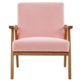 thumbnail image 4 of Modern Velvet Accent Chair, Teddy Velvet Single Indoor Lounge Chair, Comfty Sofa Armchair with Wood Legs and Backrest, for Living Room, Bedroom, Compact Space, Pink, 4 of 7