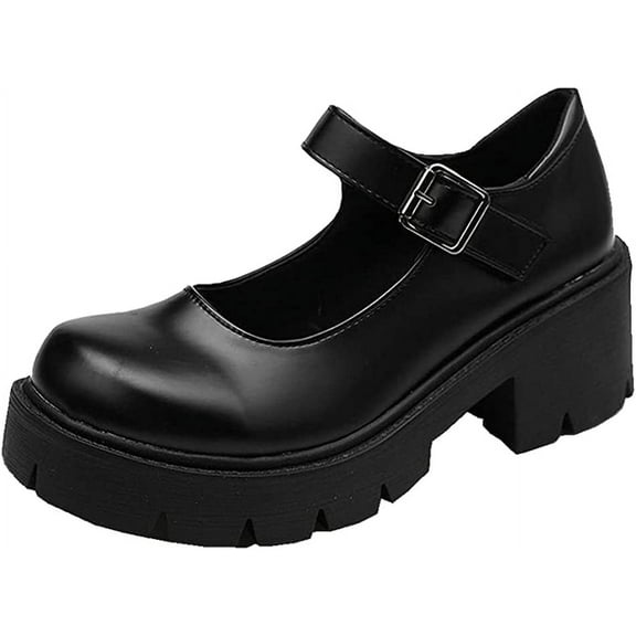 Womens platform Mary janes Shoes Sweet Toe Ankle Lolita Gothic Platform Dress Pumps Shoes Chunky Platform Shoes Patent Leather Dress Shoes