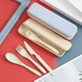 thumbnail image 3 of 4 Pack Portable Travel Cutlery Set, Reusable Flatware Set Wheat Straw Dinnerware Set Tableware Set for Workplace School Picnic Camping (BEIGE,GREEN,BLUE,PINK), 3 of 5