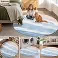 thumbnail image 5 of Ombre Blue Waves Round Area Rug 5Ft Washable Circle Rugs for Living Room Bedroom, Gradient Coastal Beach Sandy Ocean Non-Slip Carpet Floor Mats Indoor Outdoor Carpet Runner Aesthetic Home Decor, 5 of 8