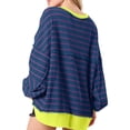 thumbnail image 5 of Womens Oversized Color Block Striped Sweatshirts Henley Shirts Casual Pullover Waffle Knit Tops, 5 of 7