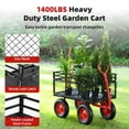 thumbnail image 2 of Heavy-Duty Wagon Dump, 1440lbs Steel Garden Dump Cart with Removable Mesh Sides, 2 in 1 Push and Pull 180° Rotating Handle & 16in All Terrain Wheel for Garden, Yard, 2 of 7