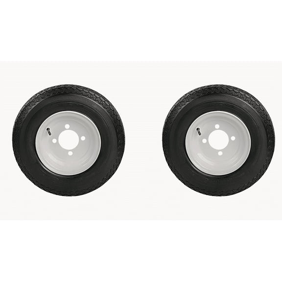 Antego Tire and Wheel 2-Pack Antego Trailer Tire on Rim 480-8 4.80-8 Load C 4 Lug White Wheel