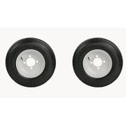 Antego Tire and Wheel 2-Pack Antego Trailer Tire on Rim 480-8 4.80-8 Load C 4 Lug White Wheel