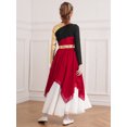 thumbnail image 4 of TSSOE Kids Girls' Metallic Color Block Contemporary Praise Dance Dress Irregular Hem Worship Praisewear Burgundy 14, 4 of 5