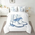 thumbnail image 2 of Manfe Cowgirl Cowboy Boot Child Bedding Comforter Set 7-Piece, White Blue Cartoon King Bedding Sets, Kawaii Princess Ribbon Bow Reversible Bed Sheets, Lightweight Room Decor, 2 of 7