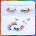 thumbnail image 4 of pares de pestañas de arco iris, pestañas de colores, pestañas Cateye, pestañas postizas tenues y esponjosas, extensión de pestañas sintéticas de aspecto Natural 3D, 4 of 4