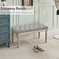 thumbnail image 3 of Farmhouse Fabric Entryway Bench, Light Gray, 3 of 7