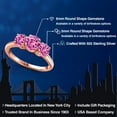 thumbnail image 2 of Gem Stone King 18K Rose Gold Plated Silver Pink Created Sapphire Engagement Ring for Women | 2.10 Cttw | Round 6MM | Gemstone September Birthstone | Size 9, 2 of 6
