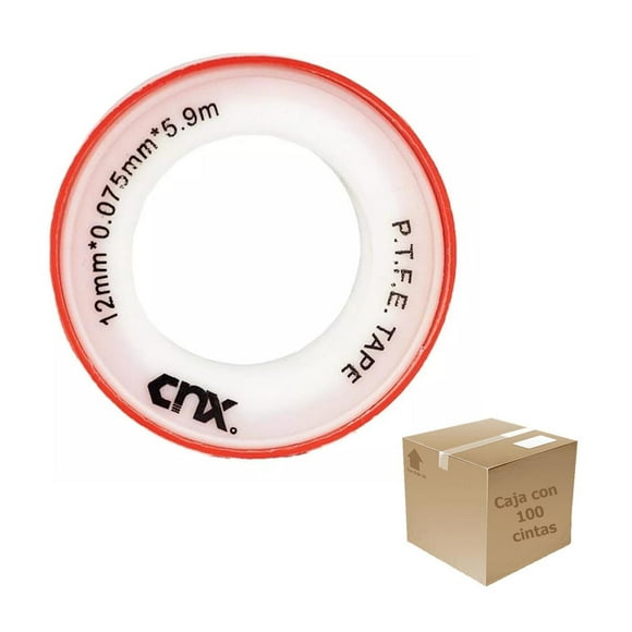 Cinta Teflon CNX 6 Mts 1/2 Plomeria 100 pzs