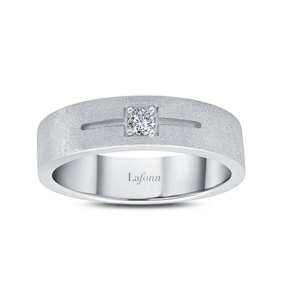 Lafonn Men's Sterling Silver Platinum Plated Simulated Diamond Rings (0.11 CTTW)