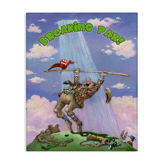 Stupell Industries Contemporary Breaking Par Funny Golf Cartoon Sports Design Canvas Art, 30 x 40, by Gary Patterson