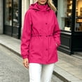 thumbnail image 6 of WRKEKC Windbreaker Jackets for Women Solid Color Hooded Long Sleeve Zip Up Drawstring Waist Windproof Outdoor Coat, 6 of 7