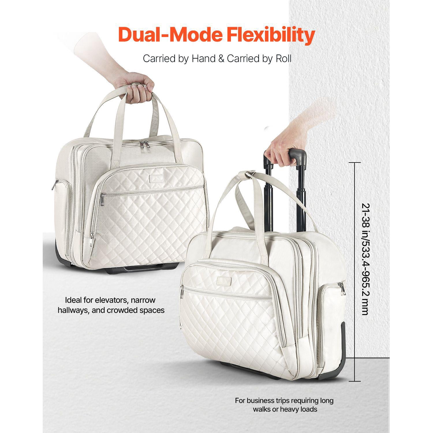 Rolling Laptop Bag with Telescoping Handle 2 Fixed Wheels Fits 15.6 Inch Laptop Wheeled Briefcase for Travel Business Office Men Women
