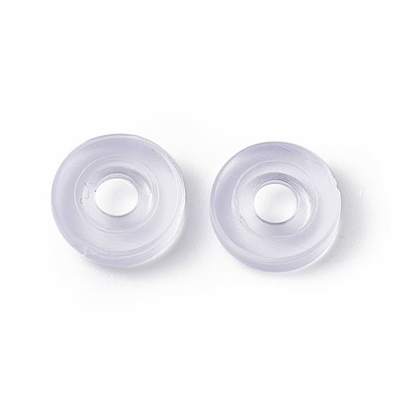 Silicone Clip on Earring Pads Donut Clear 6.5x2mm Hole: 2mm 100pc