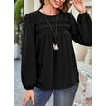 thumbnail image 3 of Corabera Plus Size Tops for Women Long Sleeve Tunic Tops Loose Flowy Shirts Crewneck Chiffon Ribbed Black Blouses Boho Clothes XXL, 3 of 7