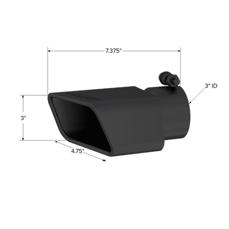 MBRP Universal Tip 4.75inx 3in Rectangle Angled Cut 3in O.D. inlet Pass. Side 7.375in length Black