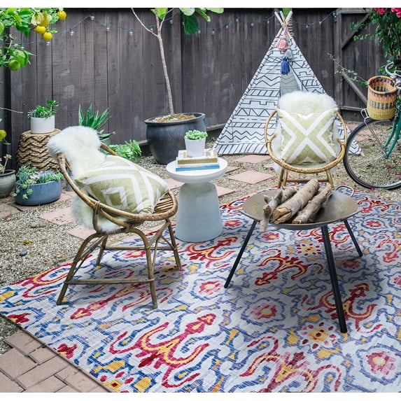 Couristan Xanadu Puebla Celeste Indoor/Outdoor Runner Rug