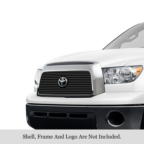 2007-2009 Toyota Tundra With Logo Show Stainless Steel Black Powder Coated Finish 8X6 Horizontal Billet Black Stainless Steel Billet Grille