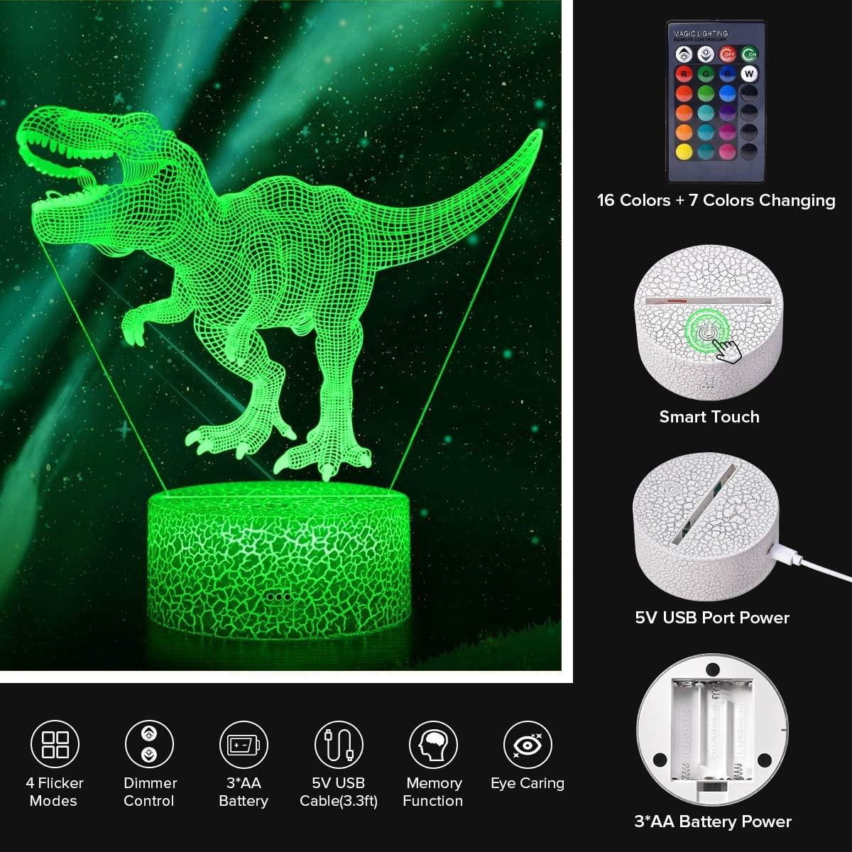 VONTER Remote Control & Touch T Rex LED Night Light