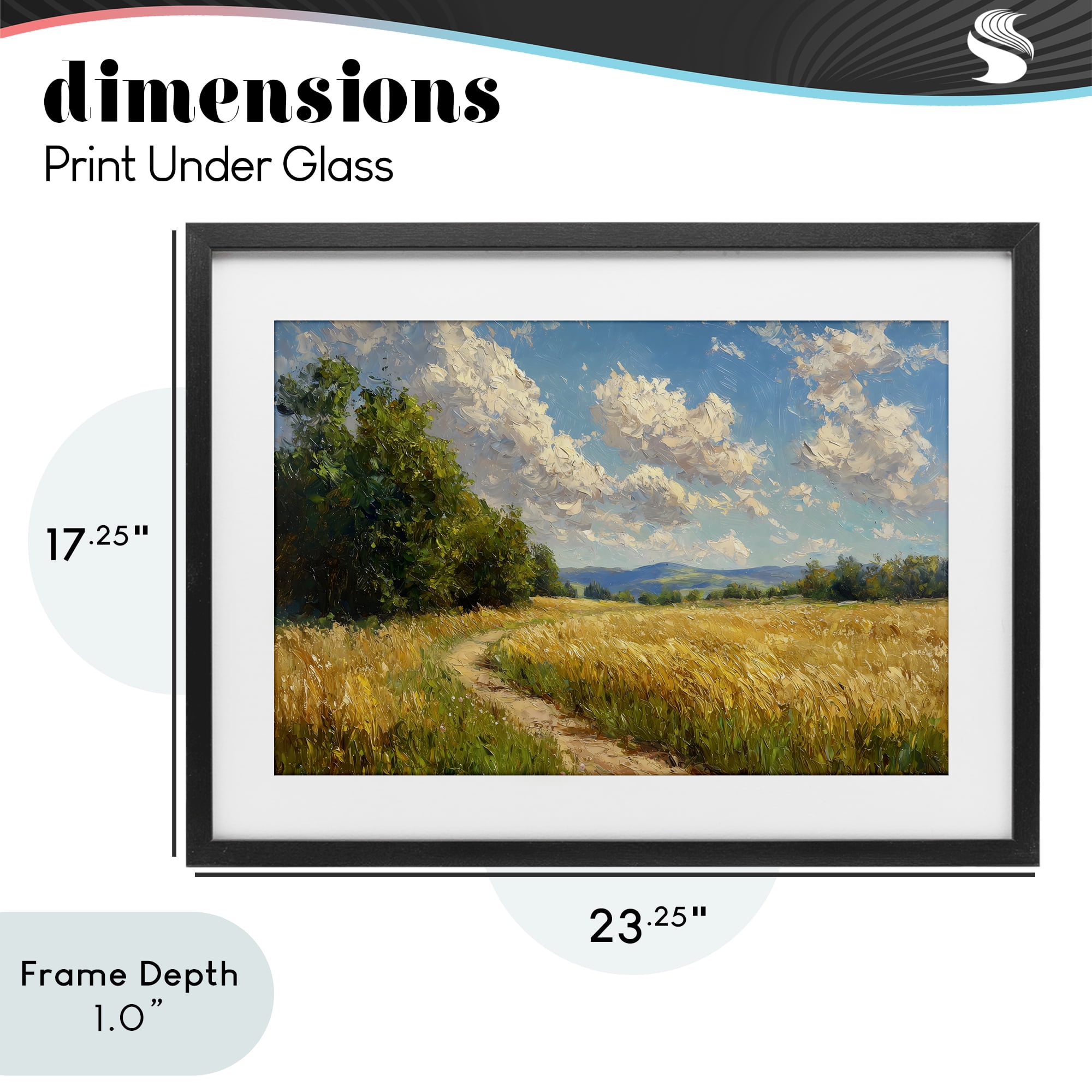 Stupell Industries Winding Path Through Wheat Field Black Framed Print Under Glass, design by Creative Studio