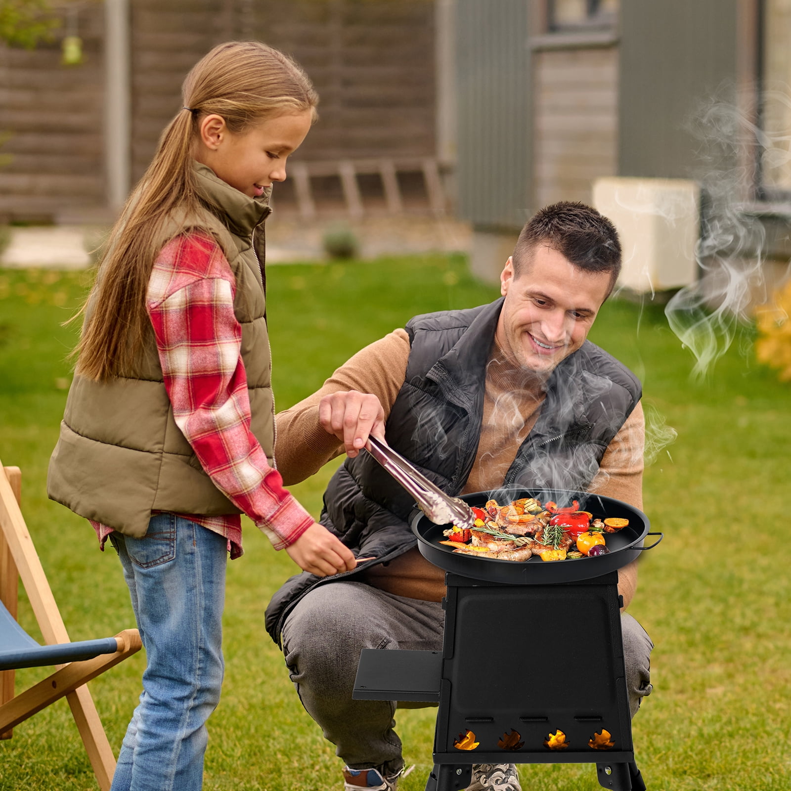 36*36*46.5cm Wood Burning Camping Stove - 40% Fuel Efficient, Portable, Multi-Fuel, for Camping, Hunting, Fishing​