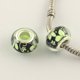 thumbnail image 1 of Large Hole Flower Pattern Resin European Beads with Silver Color Plated Brass Double Cores Rondelle Yellow Green 14x9mm Hole: 5mm, 1 of 1