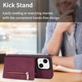 thumbnail image 6 of SaniMore for iPhone 14 Plus 6.7" 2022 Back Case with Zipper Card Pokcet Flip Wallet/Kickstand Shock Absorption Anti-fall Retro PU Leather Wear-resistant Shell For iPhone 14 Plus, Winered, 6 of 9
