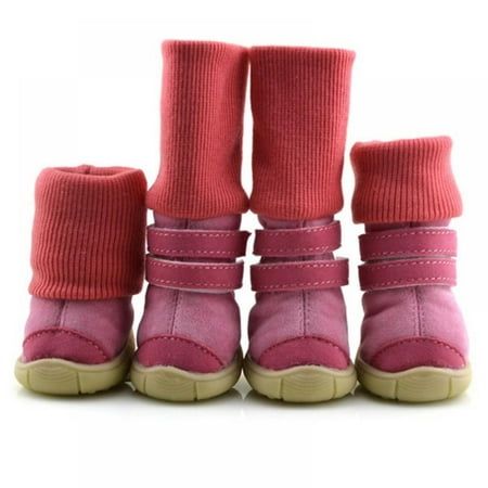 4 Pcs/Sets Puppy Winter Snow Boots Casual Dog Shoes Pet Slip-resistant Shoes Teddy Dog Shoe