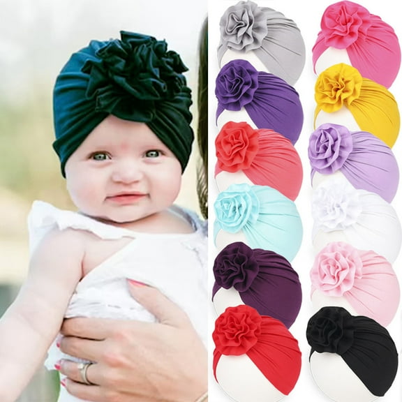 shenmeida Baby Girls Turban,Baby Girl Hat,Turban Hats for Infant Toddlers Girls, Baby Turban Hats Bow Cap for Little Girl