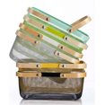thumbnail image 3 of Trash Organizer Storage with Wooden Handle Stackable Vintage Metal Utility Basket （White）, 3 of 5