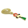 thumbnail image 3 of iJewelry2 Ancient Egyptian Afro-American Colored ANKH Cross with Africa Motif Gold Tone Cuban Chain Pendant Necklace 20'', 3 of 5