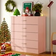thumbnail image 2 of UBesGoo Pink Chest of Drawers Dresser Wood Organizer Cabinet, 4 Drawer Nightstand Side Table, Furniture for Bedroom, 2 of 18